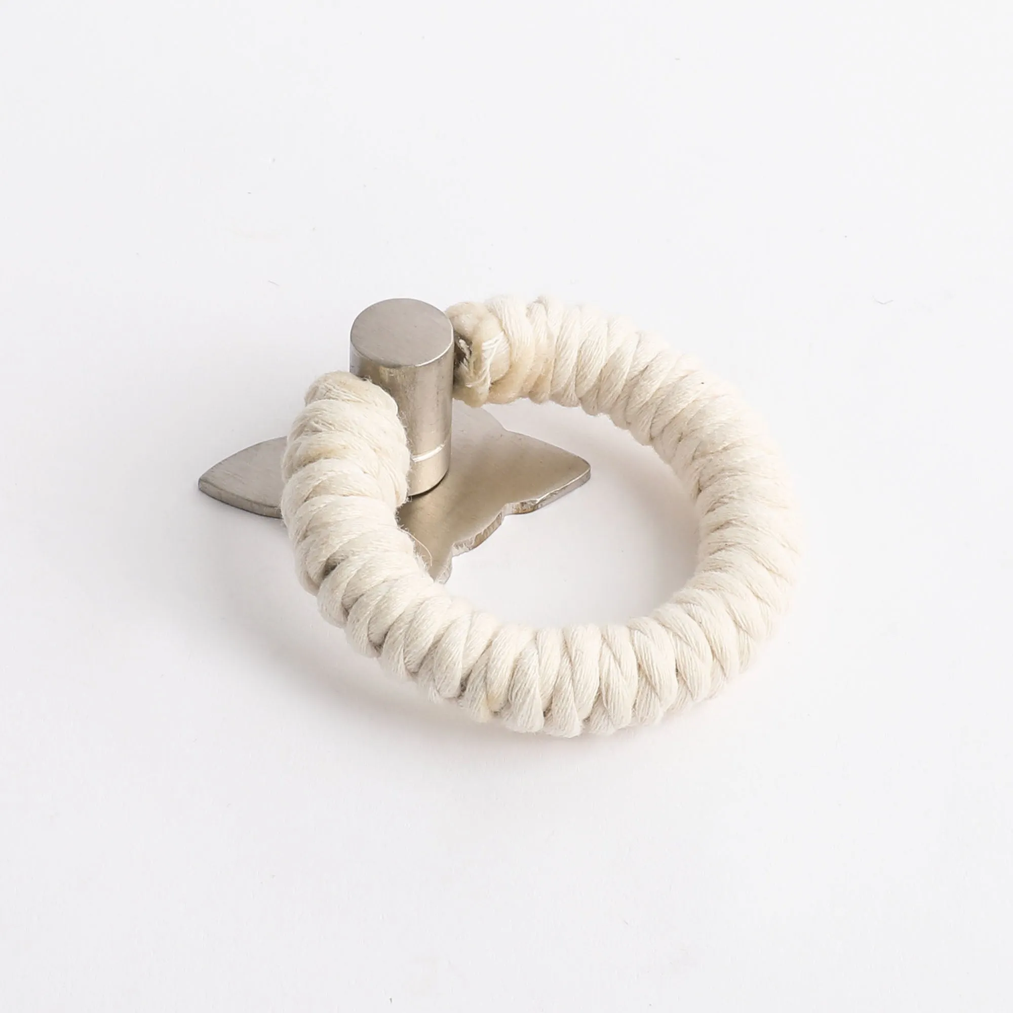 Rope Pull - White Cotton with Satin Nickel