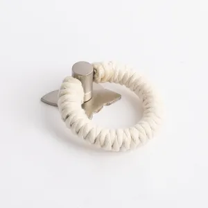 Rope Pull - White Cotton with Satin Nickel