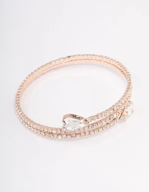 Rose Gold Diamante Pear Double Row Wrist Cuff