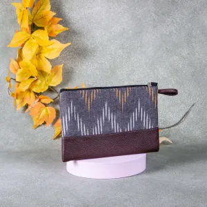 Sarus Crane Classic Purse Grey Colour with Mustered Yellow with White Design.