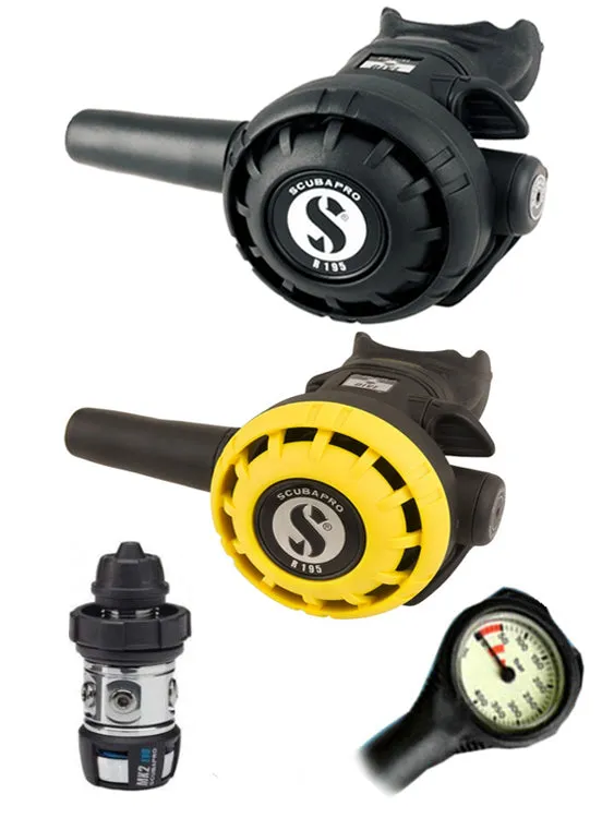 Scubapro Regulator Set: MK2 Evo (DIN or Yoke) / R195 / R-Series Octopus & Termo Gauge