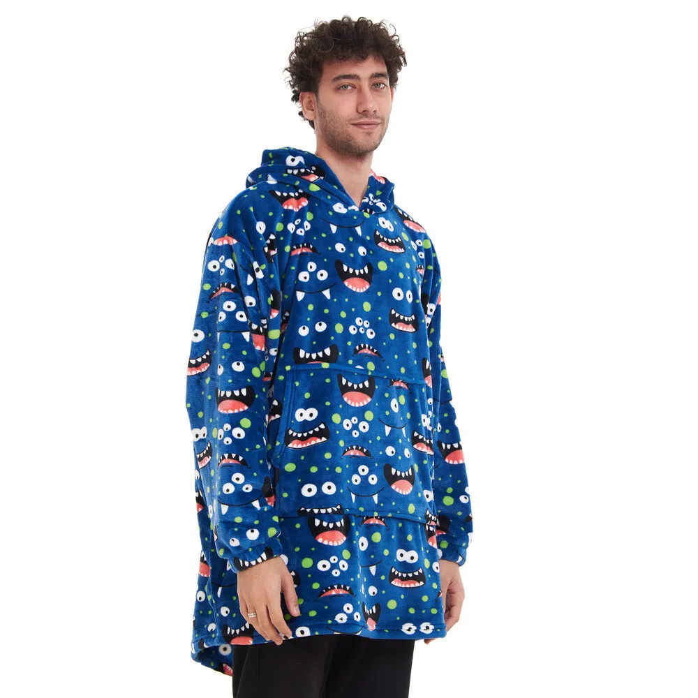 Snuggs Blanket Hoodie Blue monster