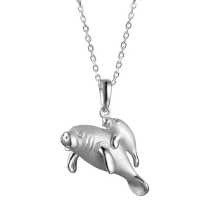 Sterling Silver Alamea Hawaii Satin Finish Manatee and Baby Calf Pendant