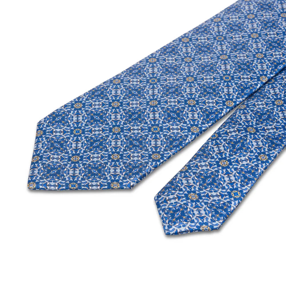 The Cathedral of Taormina Light Blue Silk Duchesse Tie