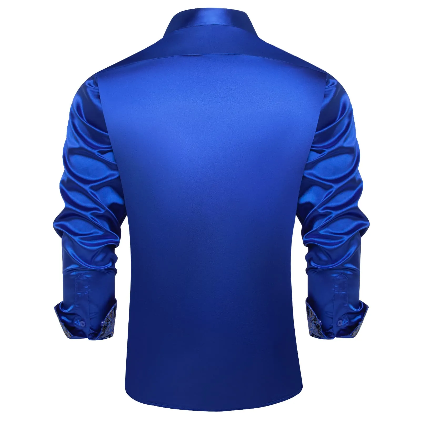 Ties2you Collared Shirt Cobalt Blue Satin Solid Long Sleeve Button Up Mens Shirt Design