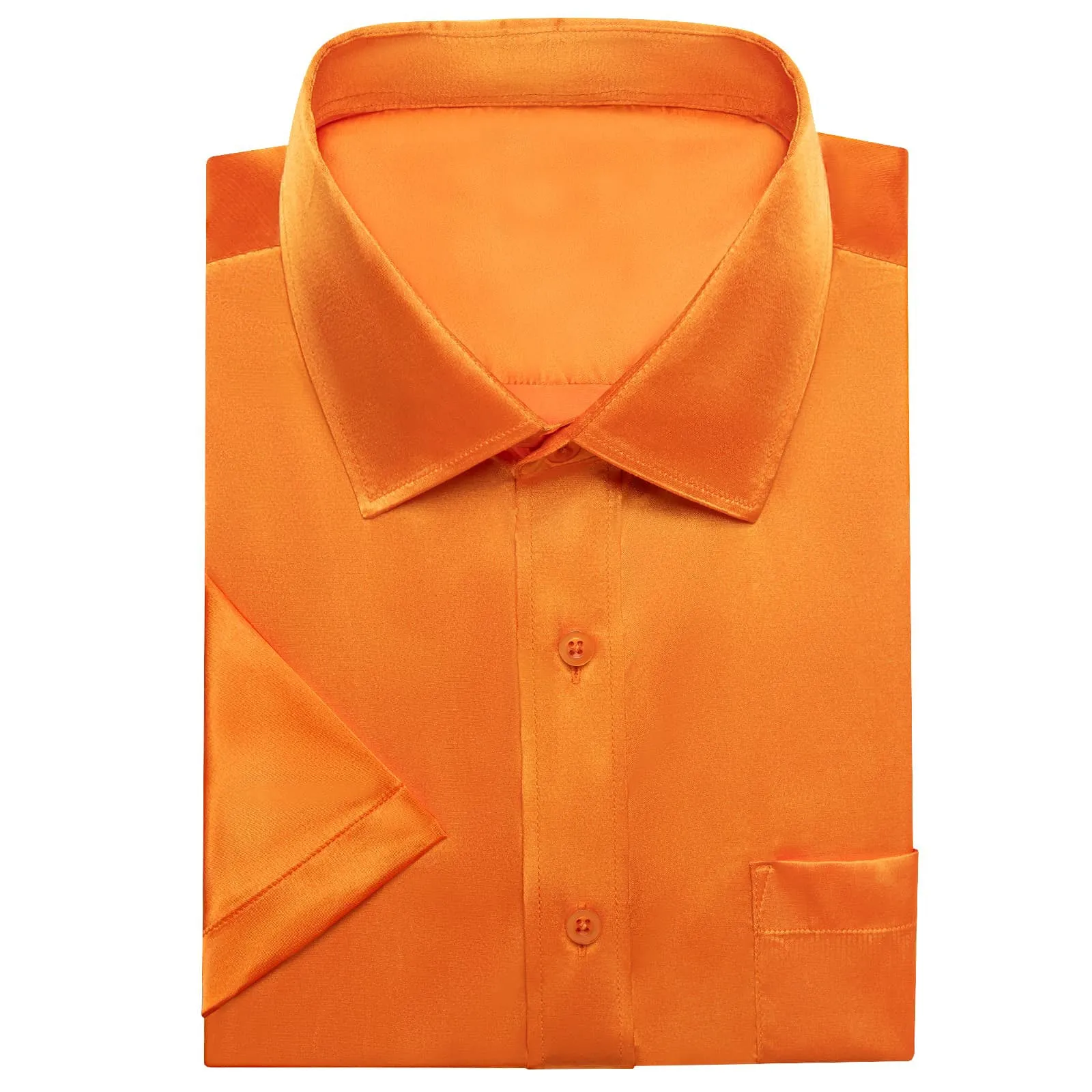 Ties2you Dress Shirt Design Hot Orange Solid Mens Short Sleeve Button Down Shirt