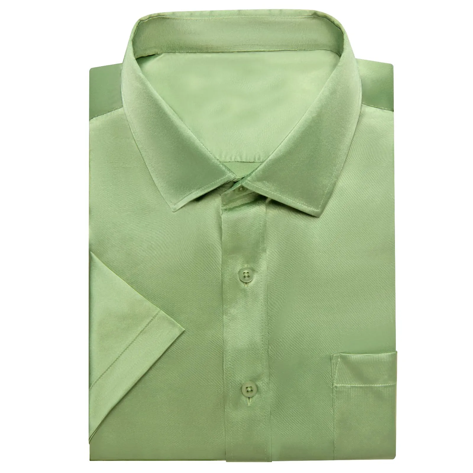 Ties2you Dress Shirt Design Sage Green Solid Mens Short Sleeve Button Down Shirt