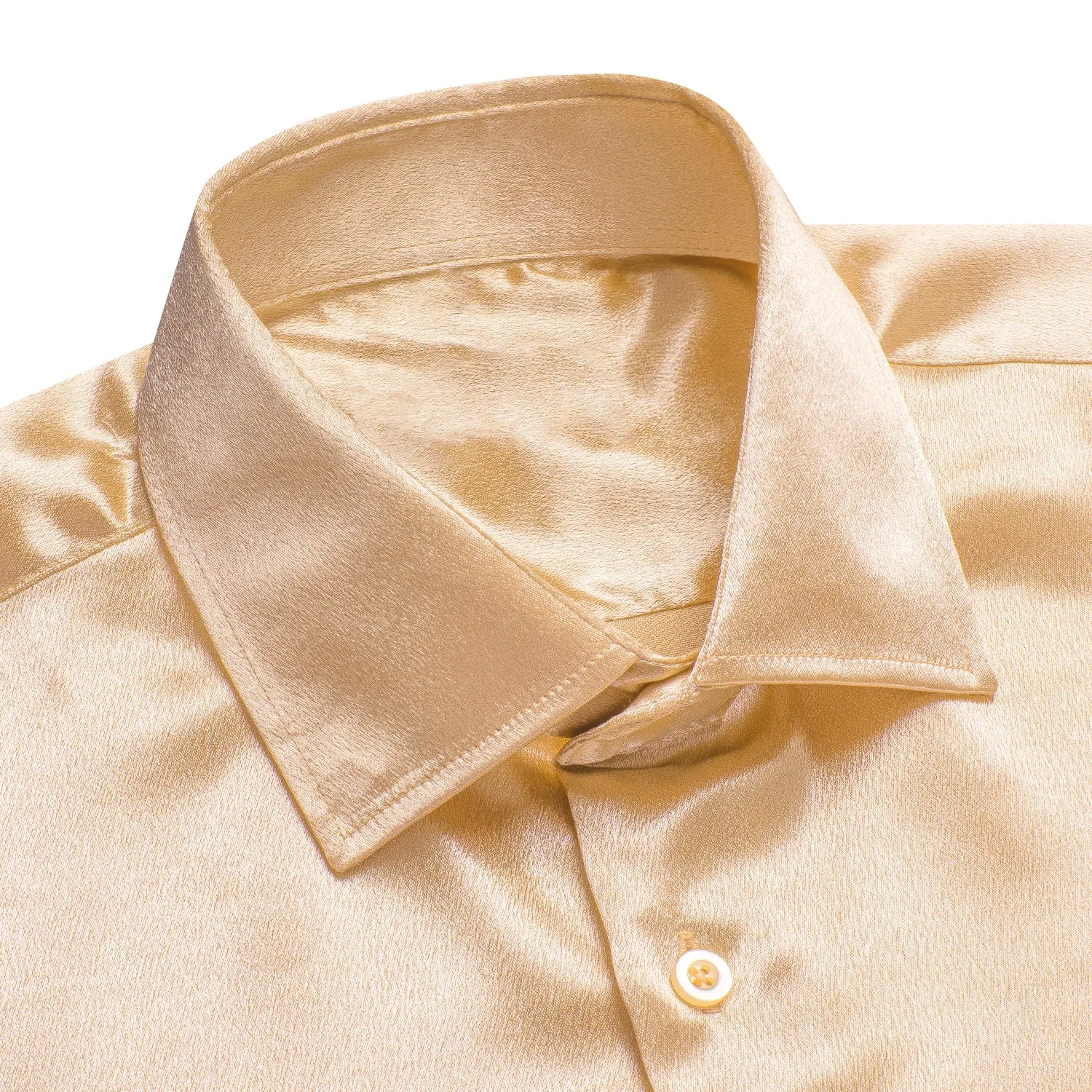 Ties2you Silk Shirts Champagne Solid Long Sleeve Shirt for Mens