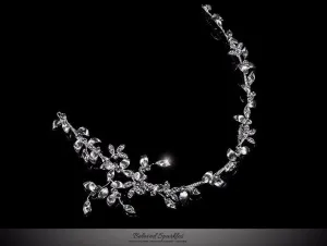 Trista Silver Leaf Hair Tie Headband | Swarovski Crystal