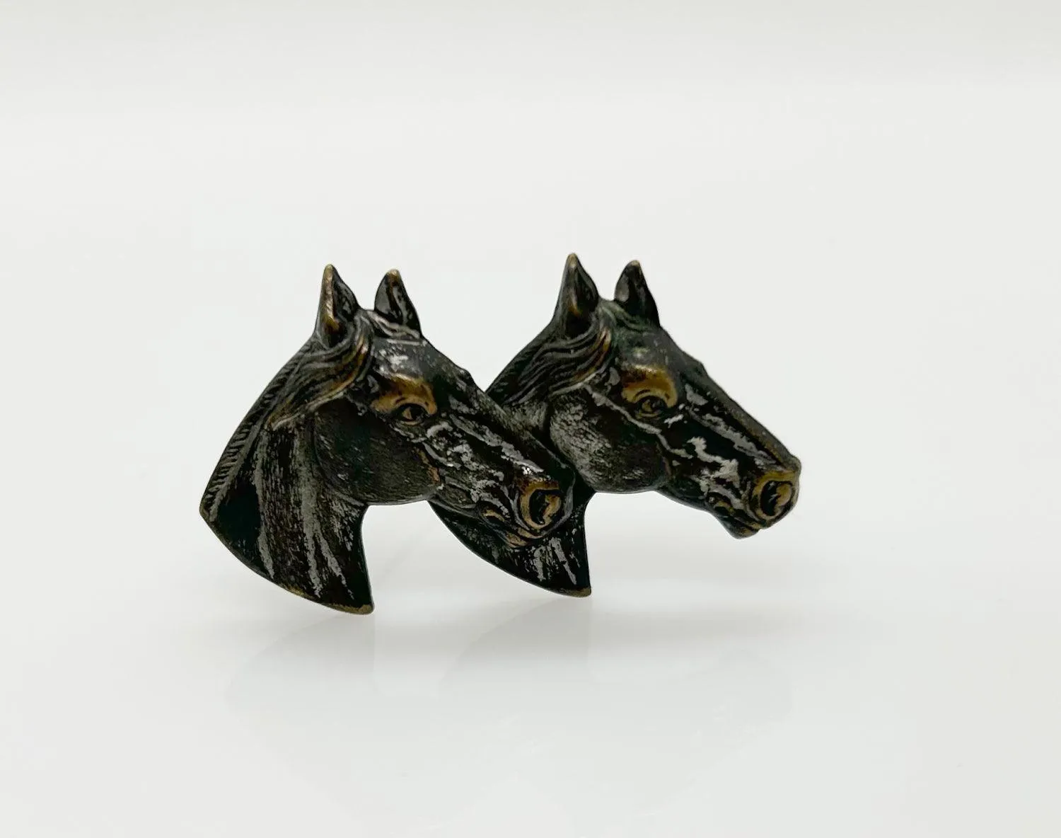 Vintage Brooch with Two Horse Profiles