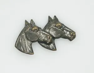 Vintage Brooch with Two Horse Profiles