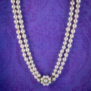 Vintage Pearl Necklace 18ct Gold Clasp Circa 1950