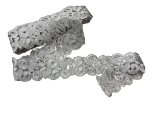 Vintage Silver Metallic Cutwork Trim - 65mm