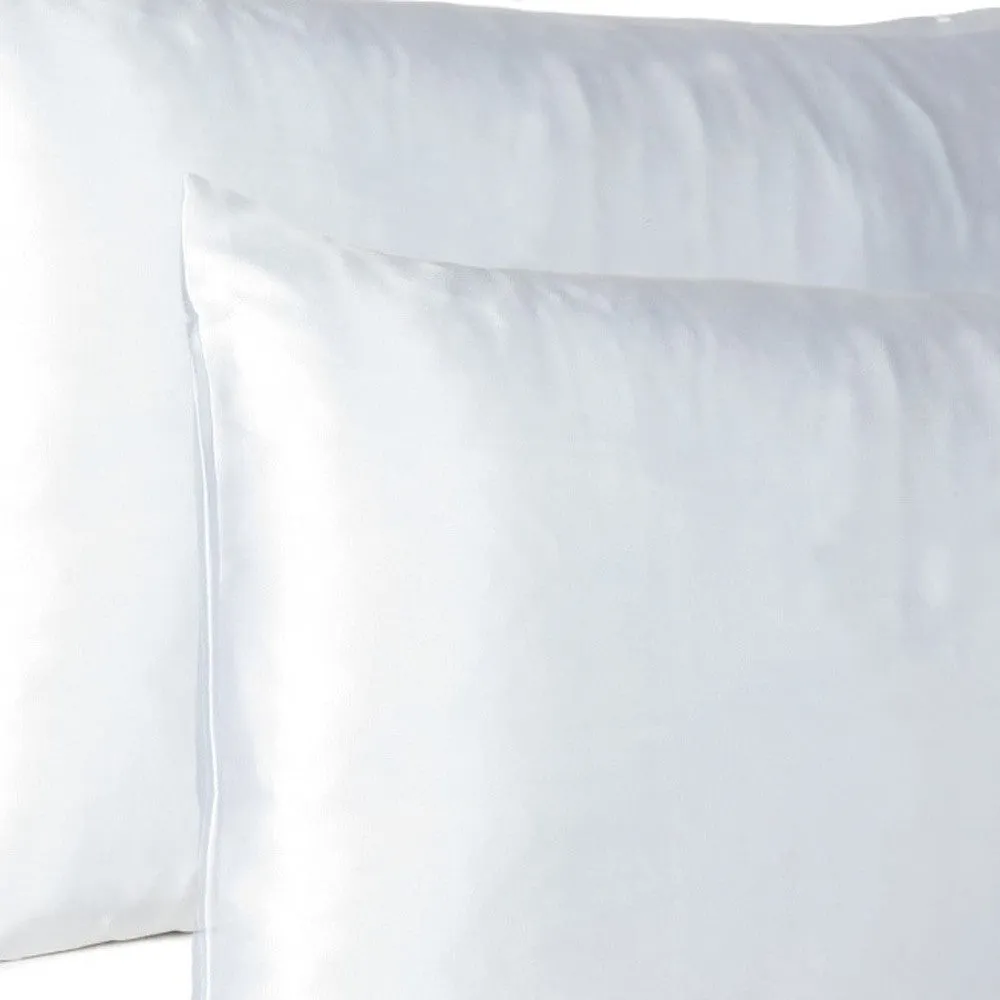 White Dreamy Set Of 2 Silky Satin Queen Pillowcases