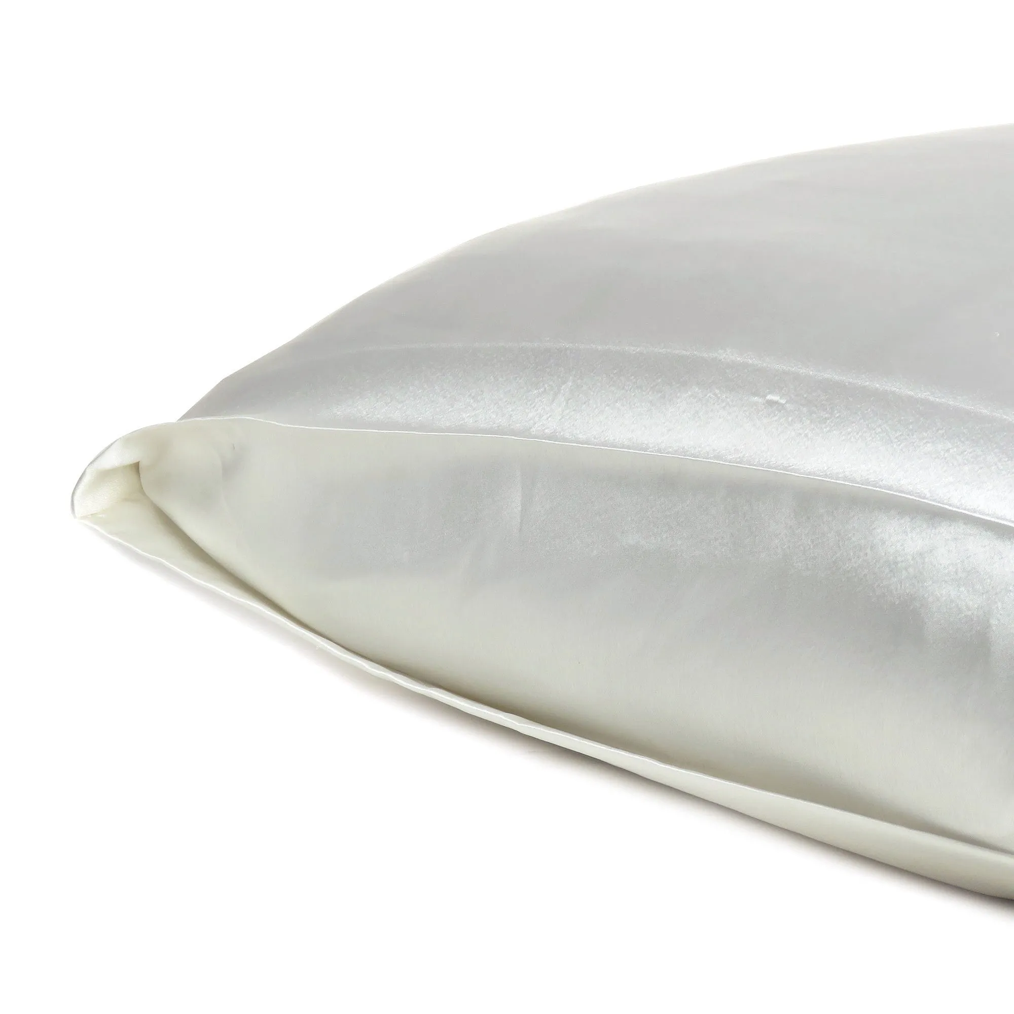 White Dreamy Set Of 2 Silky Satin Queen Pillowcases