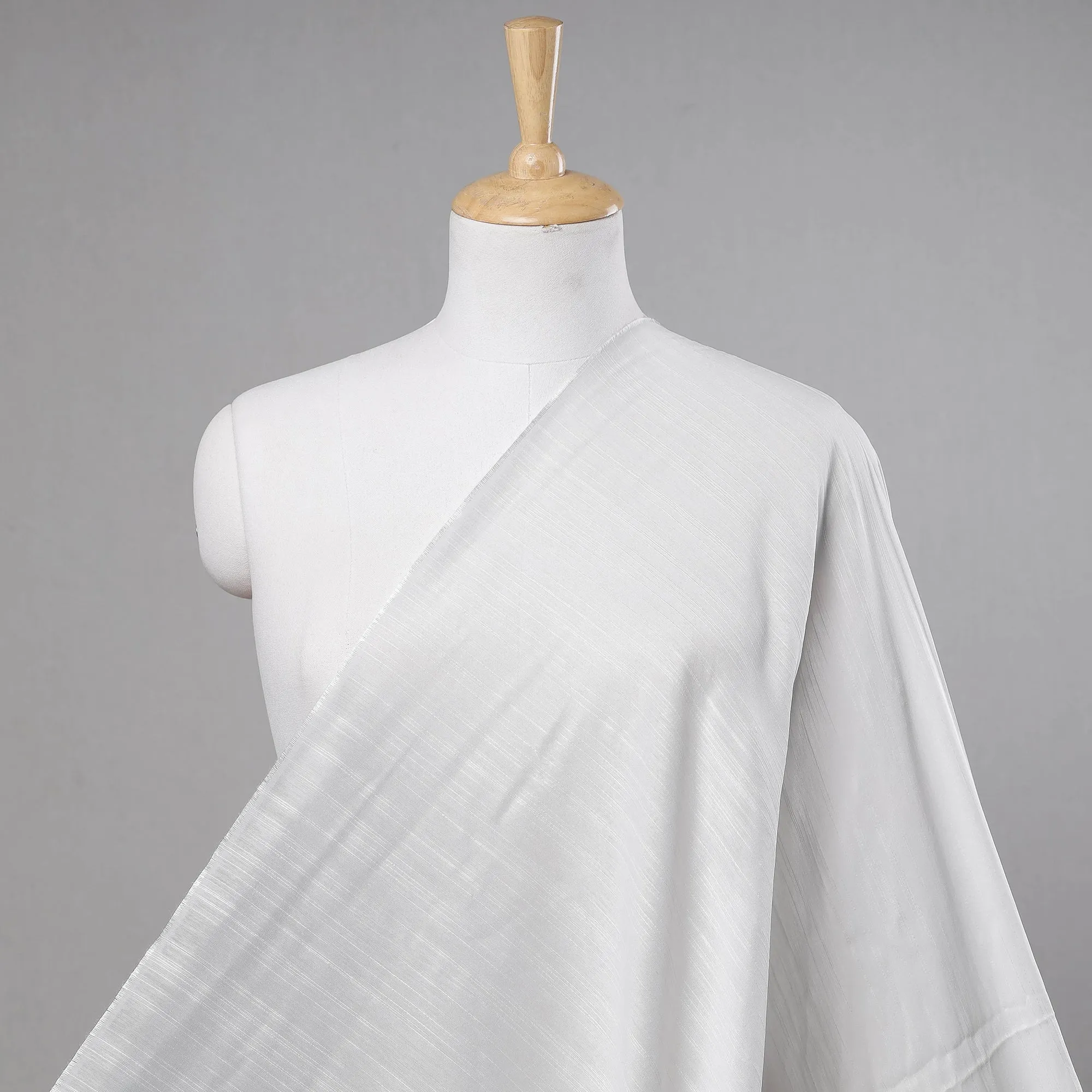 White - Plain Slub Silk Fabric 01